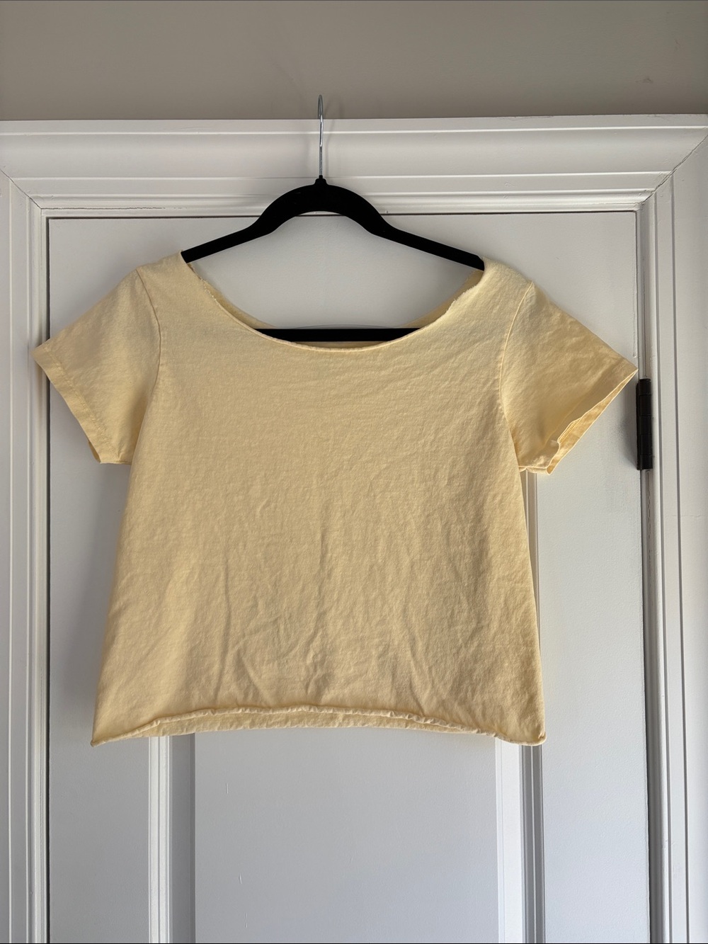 Brandy Melville / John Gault Soft Scoop Neck Cropped Tee - Pale Yellow